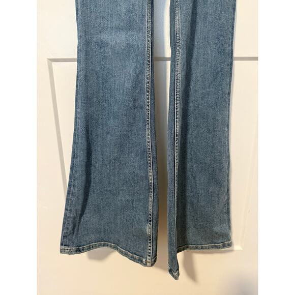 Free People We the Free Jayde Denim Flare Long Zip Up Jumpsuit Small - Picture 4 of 9